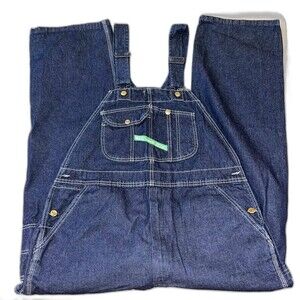 NWT Key Imperial Denim Bib Overalls Dark Wash Wide Leg Carpenter Zip Fly 40/30